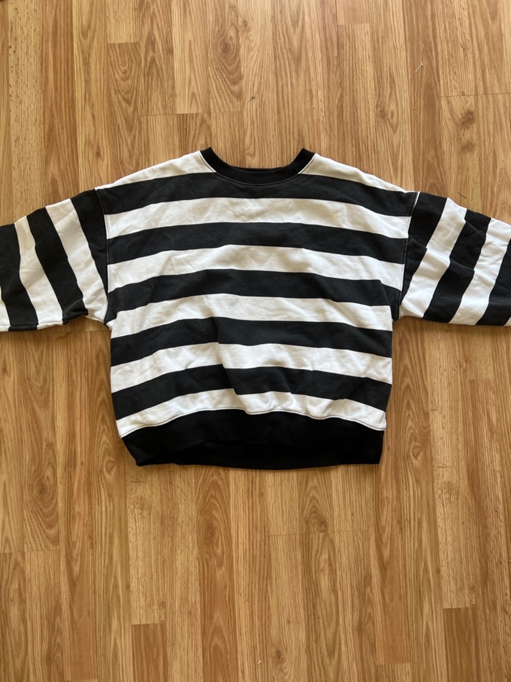 Black and White Striped Crewneck